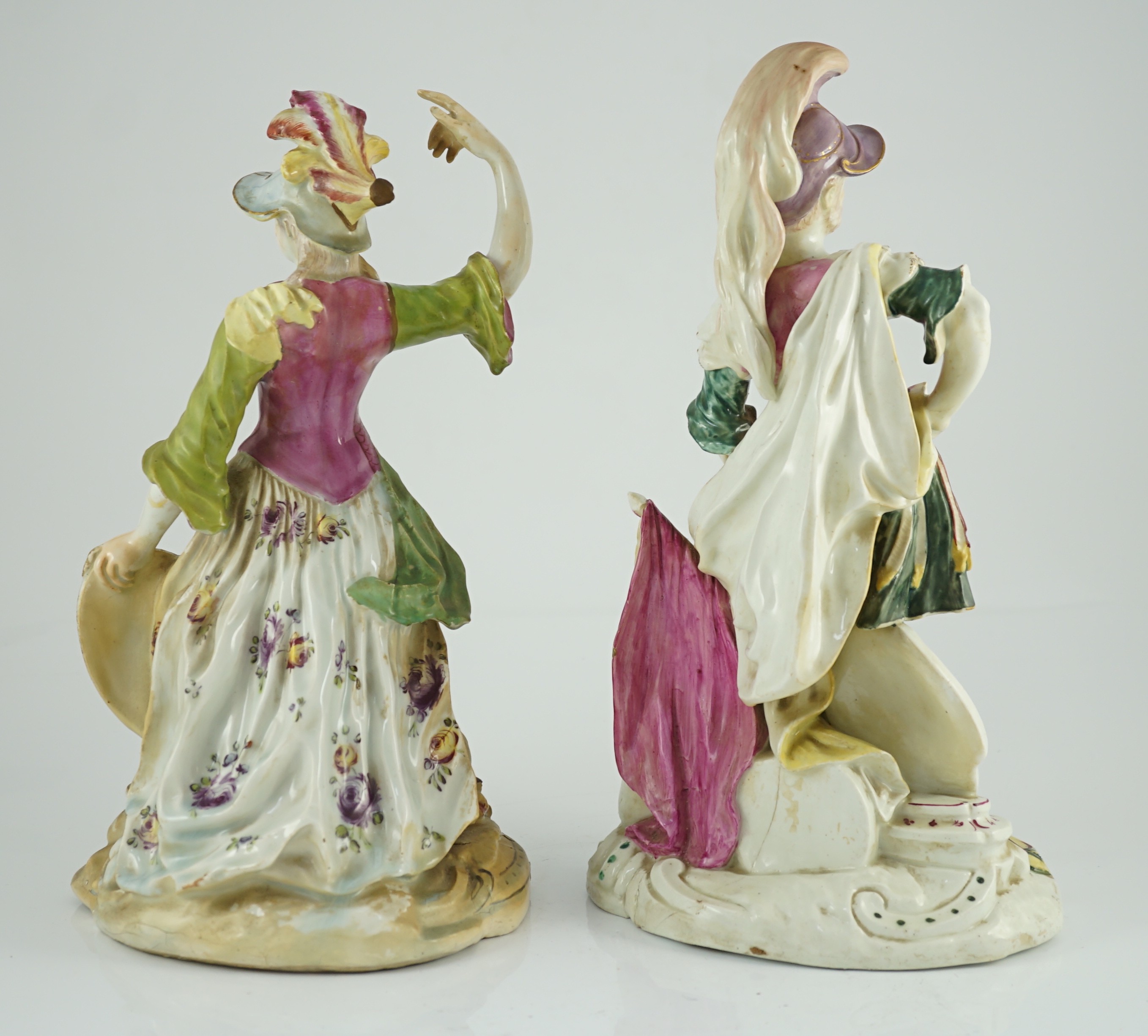 A pair of large Derby porcelain figures of Minerva and Mars, c.1760